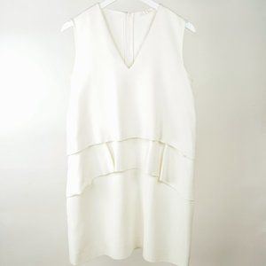 CHLOÉ Off White Tiered Crepe Shift Dress